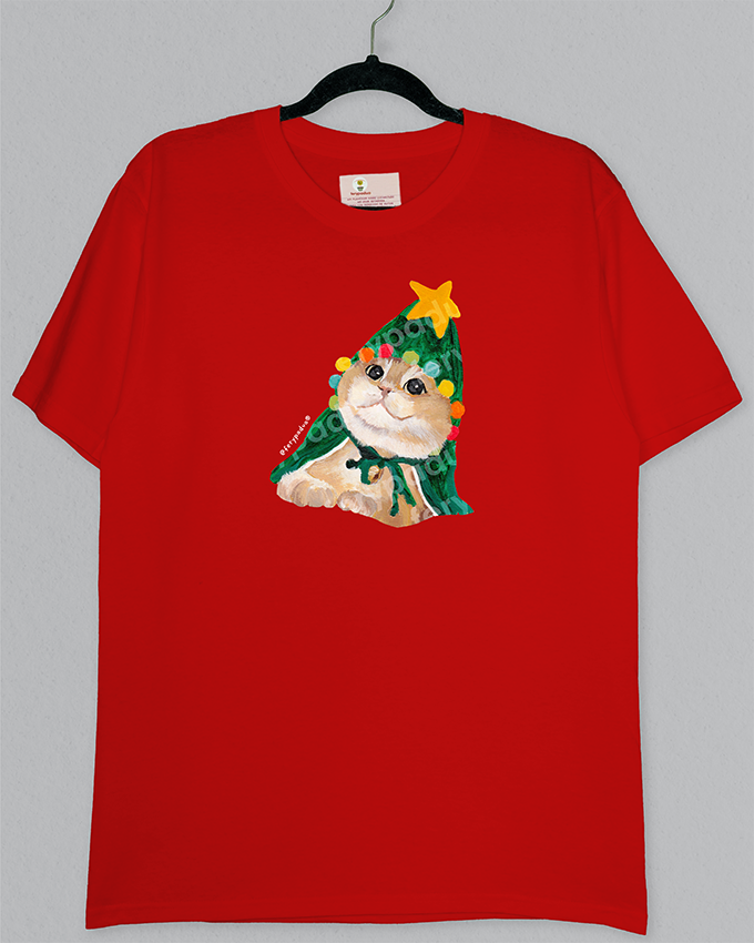 Playera Gato árbol Navidad-BF