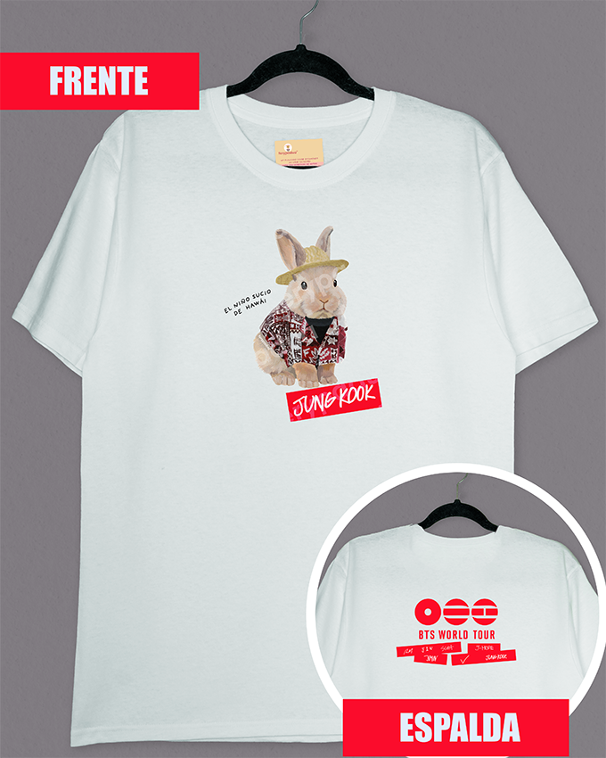 Jungkook's dirty Hawaiian boy t-shirt + logo on the back