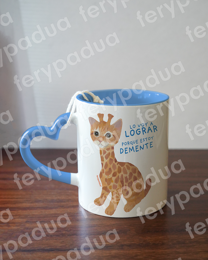 Mug heart handle Cat giraffe